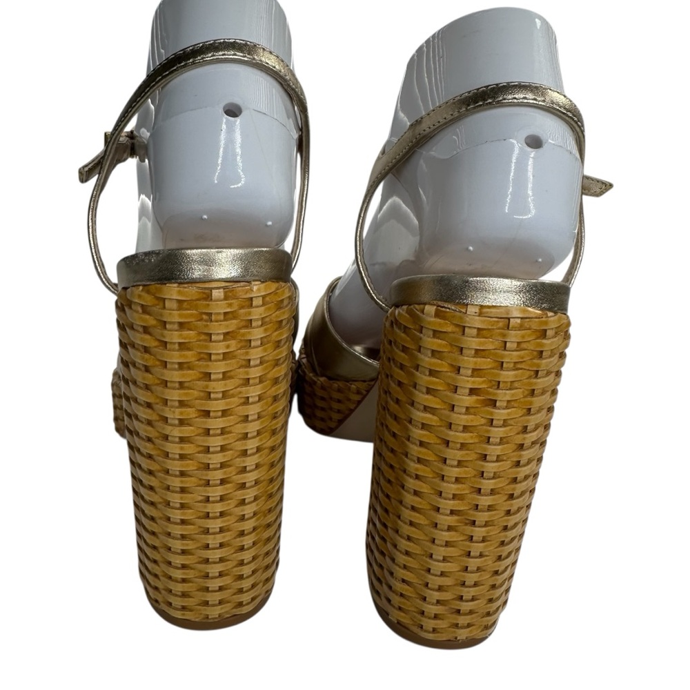 SCHUTZ Keefa Metallic Gold Woven Platform Sandals. Sz: 8.5 - Picture 7 of 13